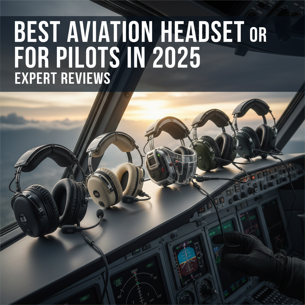 Professional blog header image for article titled: Best Aviation Headsets for Pilots in 2025 - Expert Reviews. High quality, relevant imagery, clean composition.