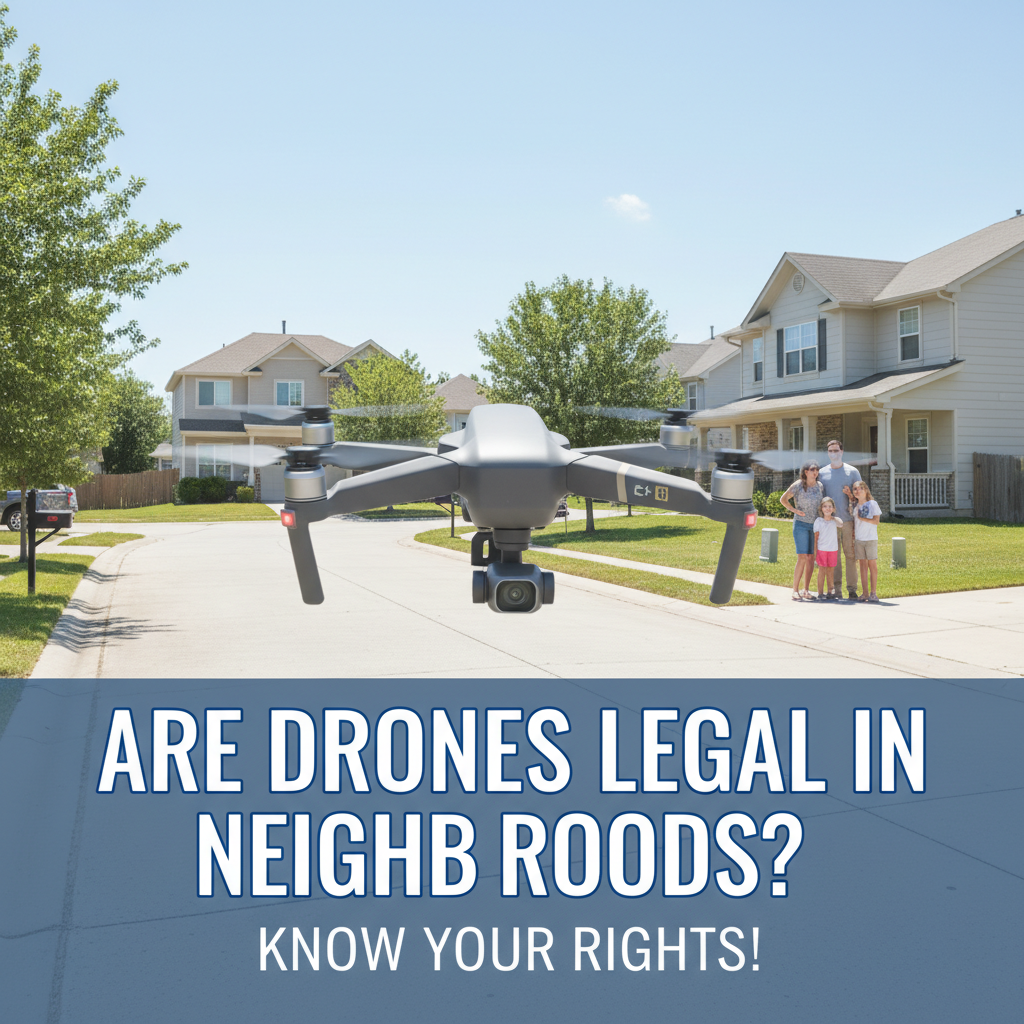 Professional blog header image for article titled: Are Drones Legal in Neighborhoods? Know Your Rights!. High quality, relevant imagery, clean composition.