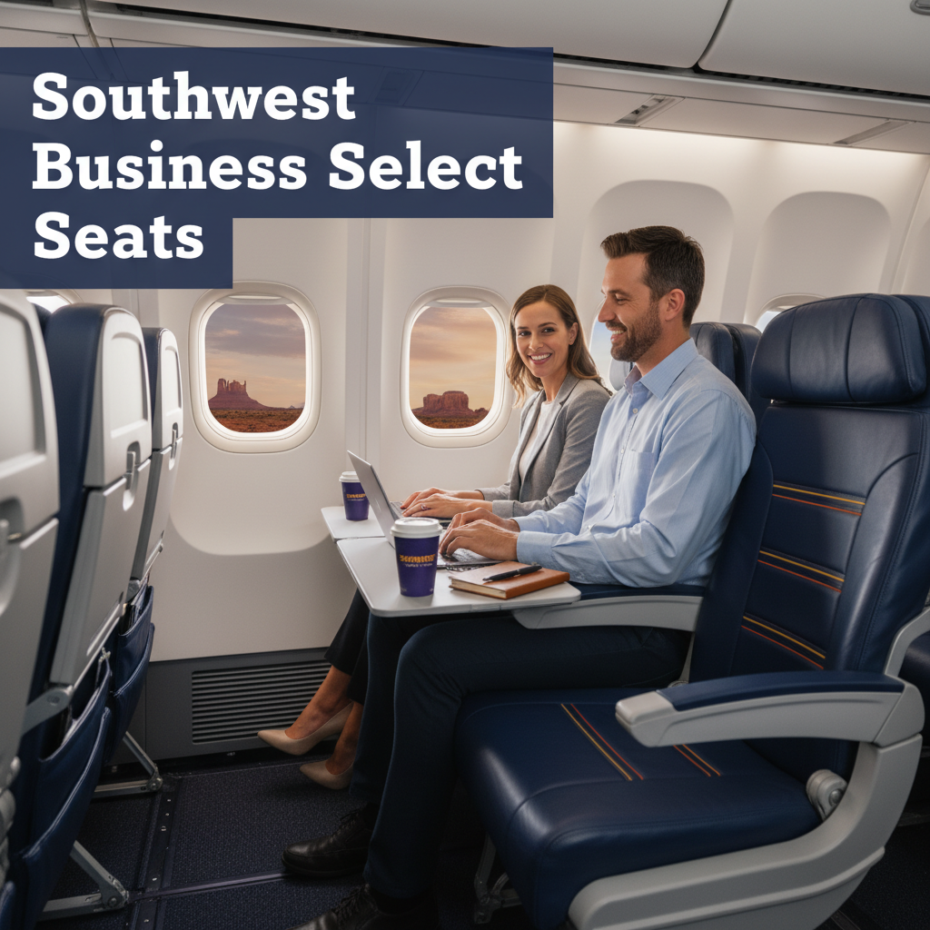 Professional blog header image for article titled: Southwest Business Select Seats. High quality, relevant imagery, clean composition.