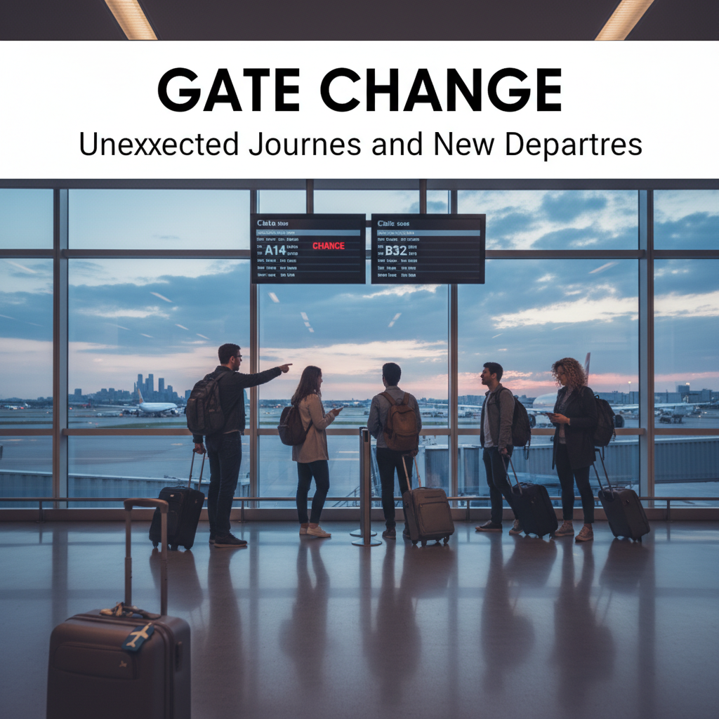Professional blog header image for article titled: Gate change. High quality, relevant imagery, clean composition.