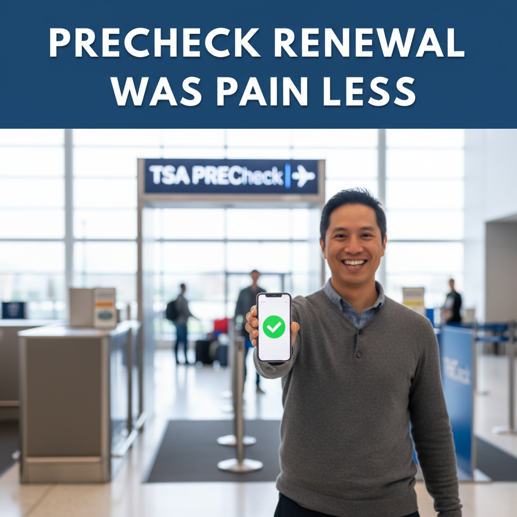 Professional blog header image for article titled: PreCheck Renewal Was Painless. High quality, relevant imagery, clean composition.