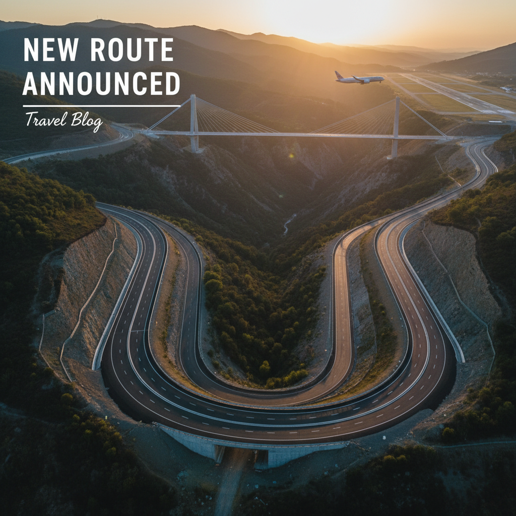 Professional blog header image for article titled: New route announced. High quality, relevant imagery, clean composition.