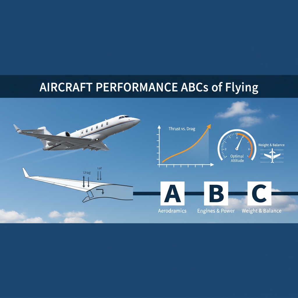Professional blog header image for article titled: Aircraft Performance ABCs of Flying. High quality, relevant imagery, clean composition.