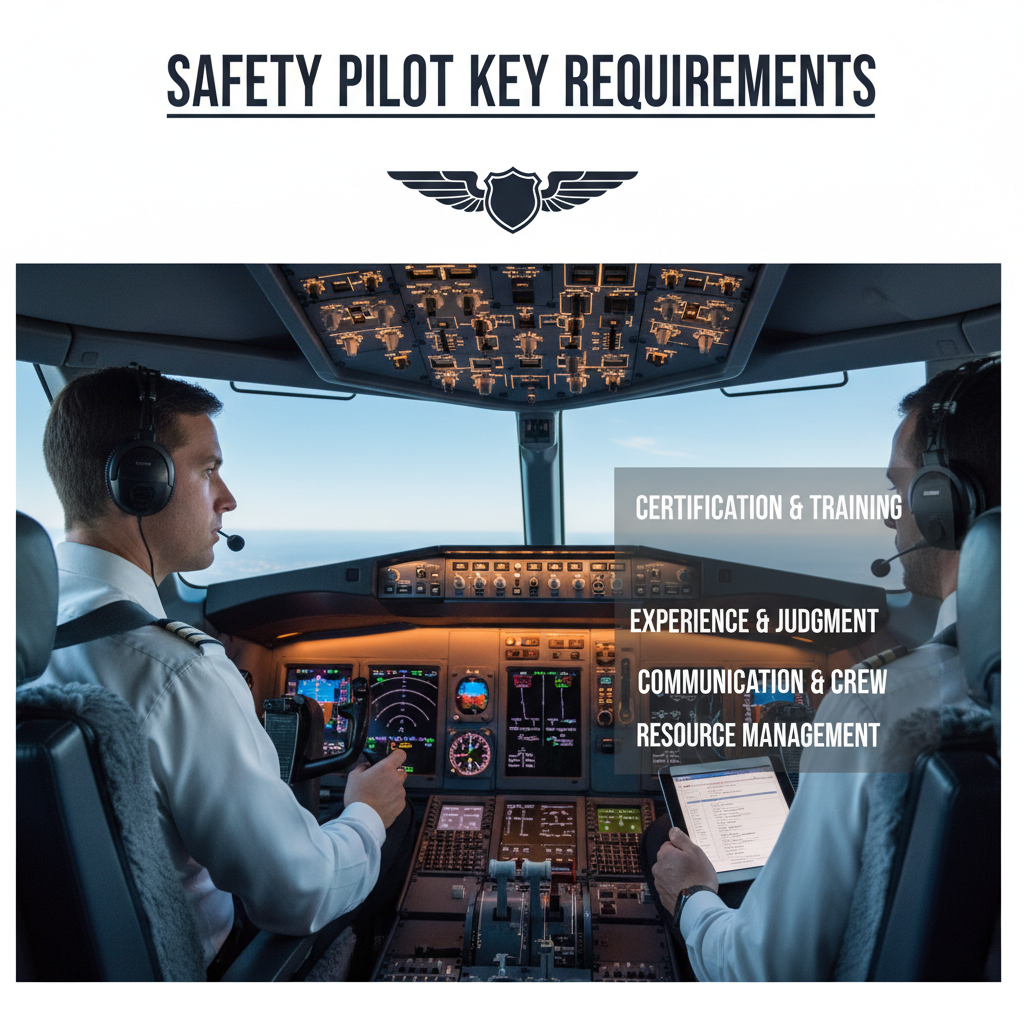Professional blog header image for article titled: Safety Pilot Key Requirements. High quality, relevant imagery, clean composition.