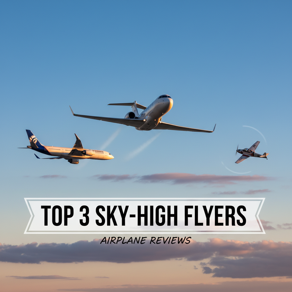 Professional blog header image for article titled: Top 3 Sky-High Flyers Airplane Reviews. High quality, relevant imagery, clean composition.