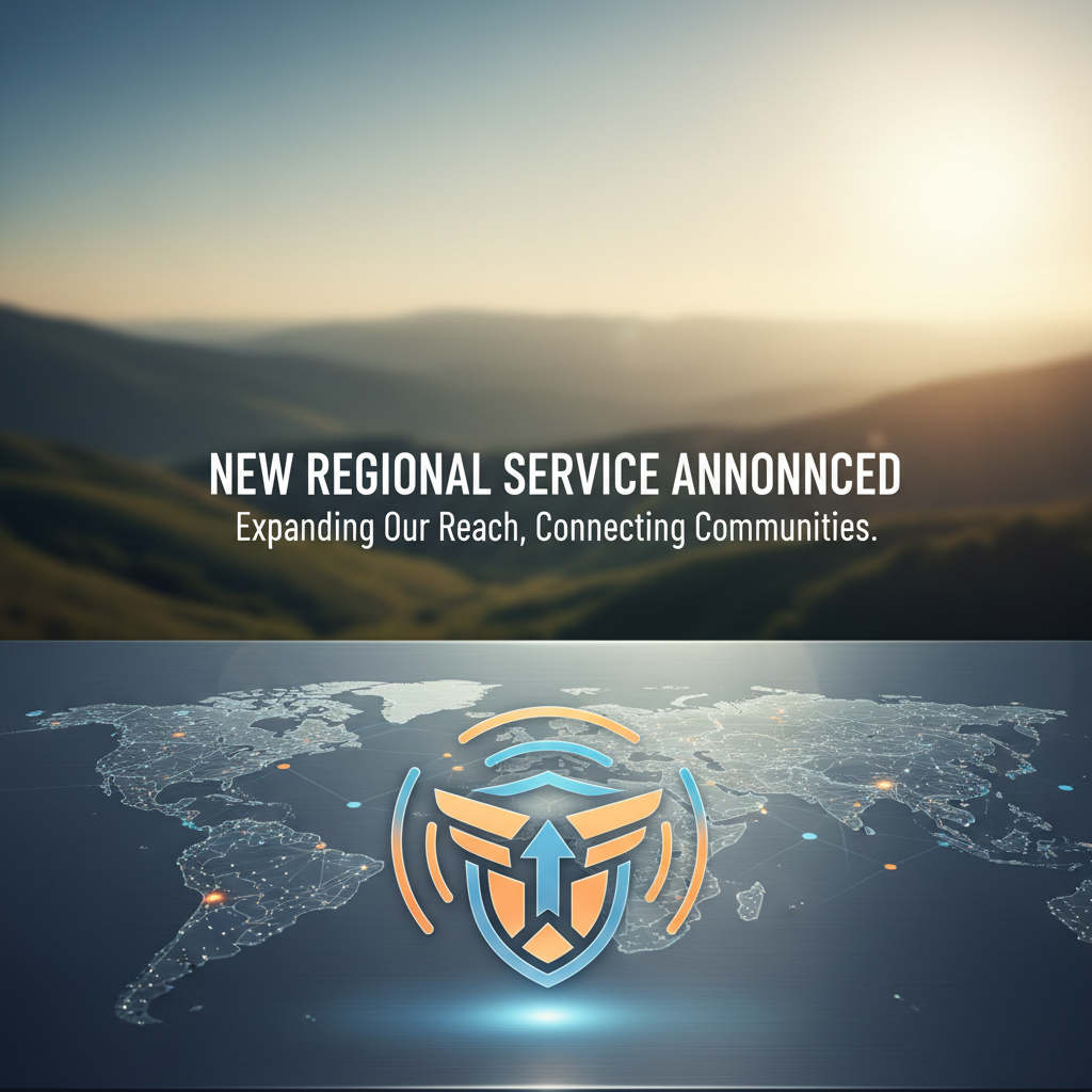 Professional blog header image for article titled: New Regional Service Announced. High quality, relevant imagery, clean composition.