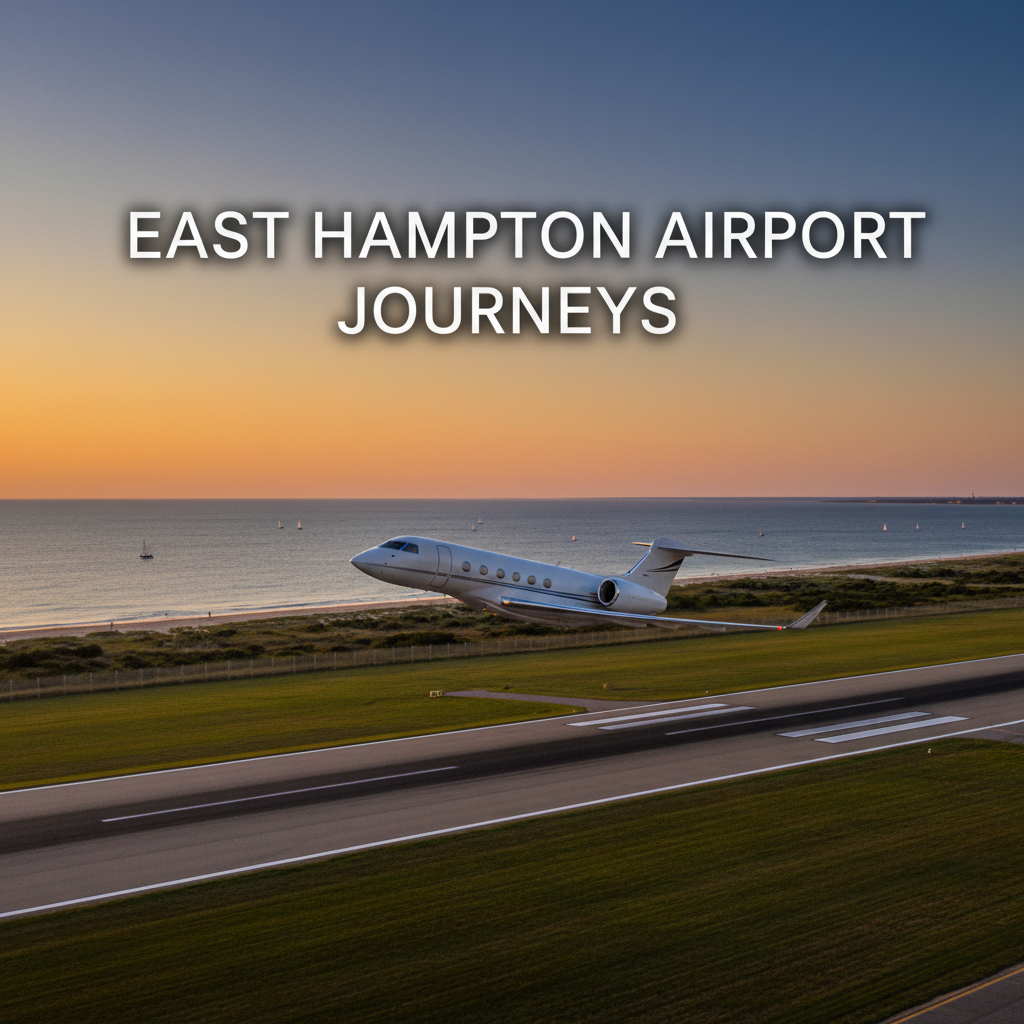 Professional blog header image for article titled: East Hampton Airport Journeys. High quality, relevant imagery, clean composition.