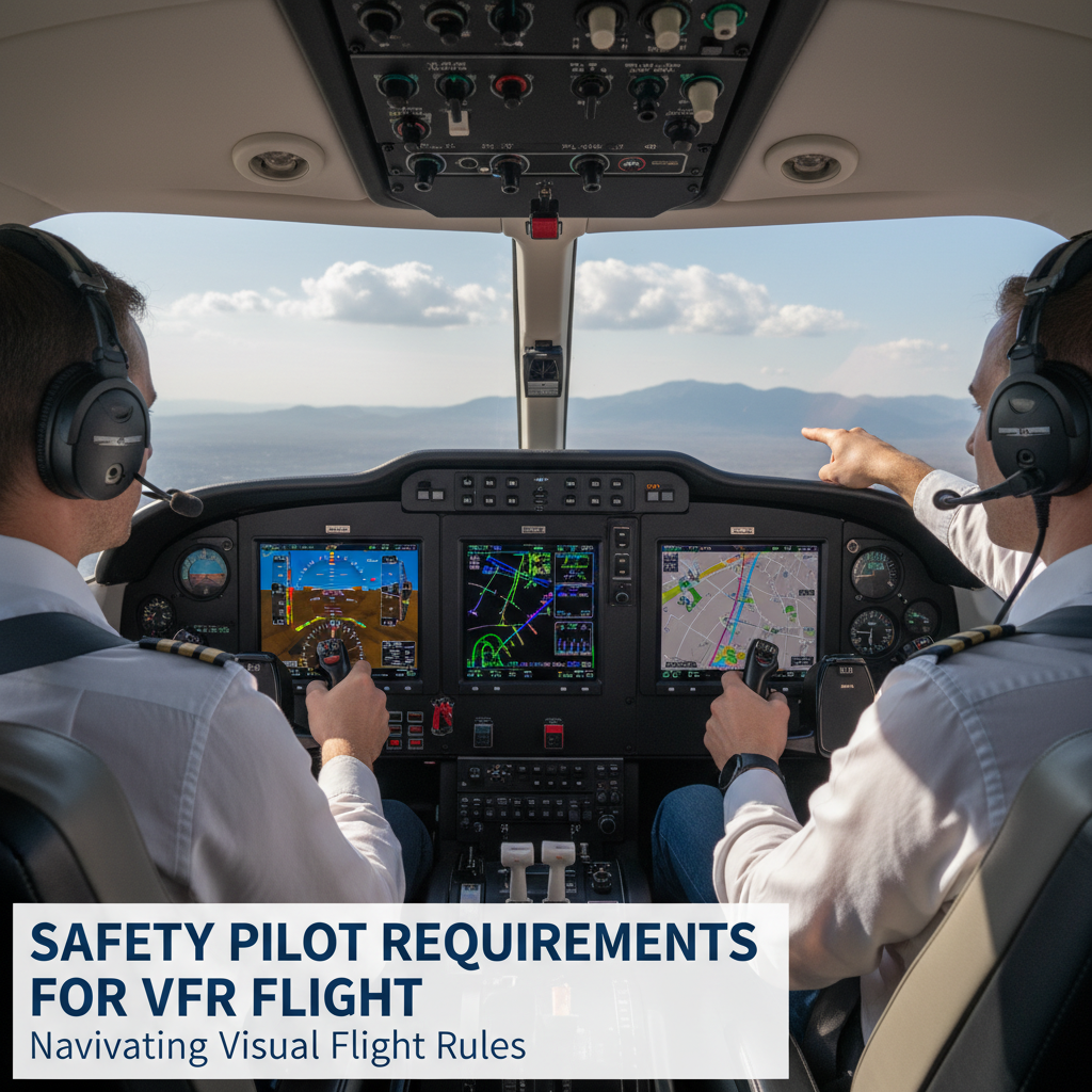 Professional blog header image for article titled: Safety Pilot Requirements for VFR Flight. High quality, relevant imagery, clean composition.