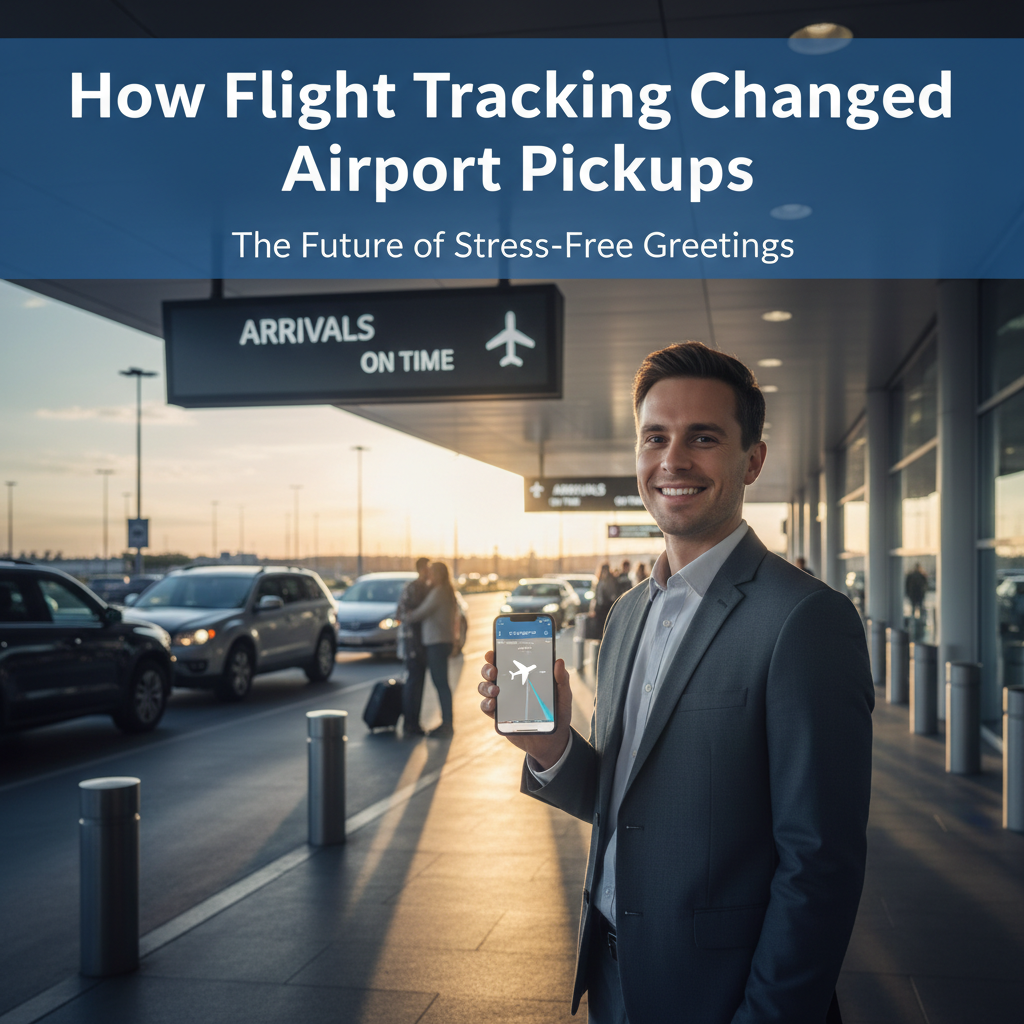 Professional blog header image for article titled: How Flight Tracking Changed Airport Pickups. High quality, relevant imagery, clean composition.