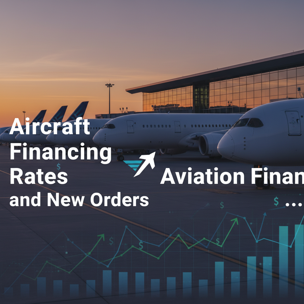 Professional blog header image for article titled: Aircraft Financing Rates and New Orders - Aviation Financ.... High quality, relevant imagery, clean composition.