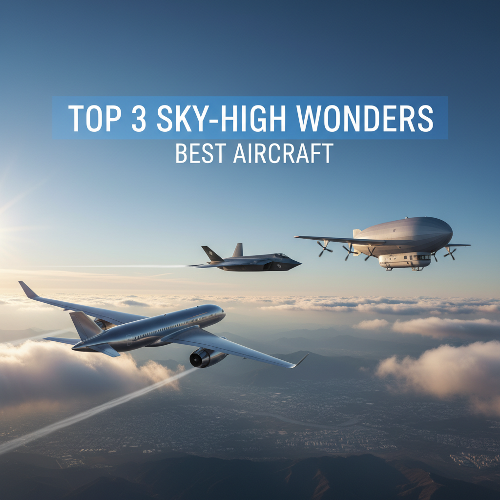 Professional blog header image for article titled: Top 3 Sky-High Wonders Best Aircraft. High quality, relevant imagery, clean composition.