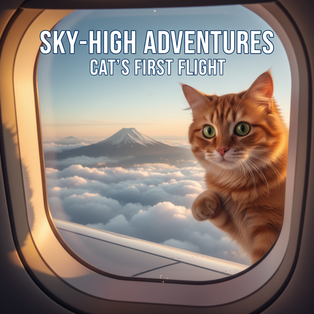 Professional blog header image for article titled: Sky-High Adventures Cat First Flight. High quality, relevant imagery, clean composition.