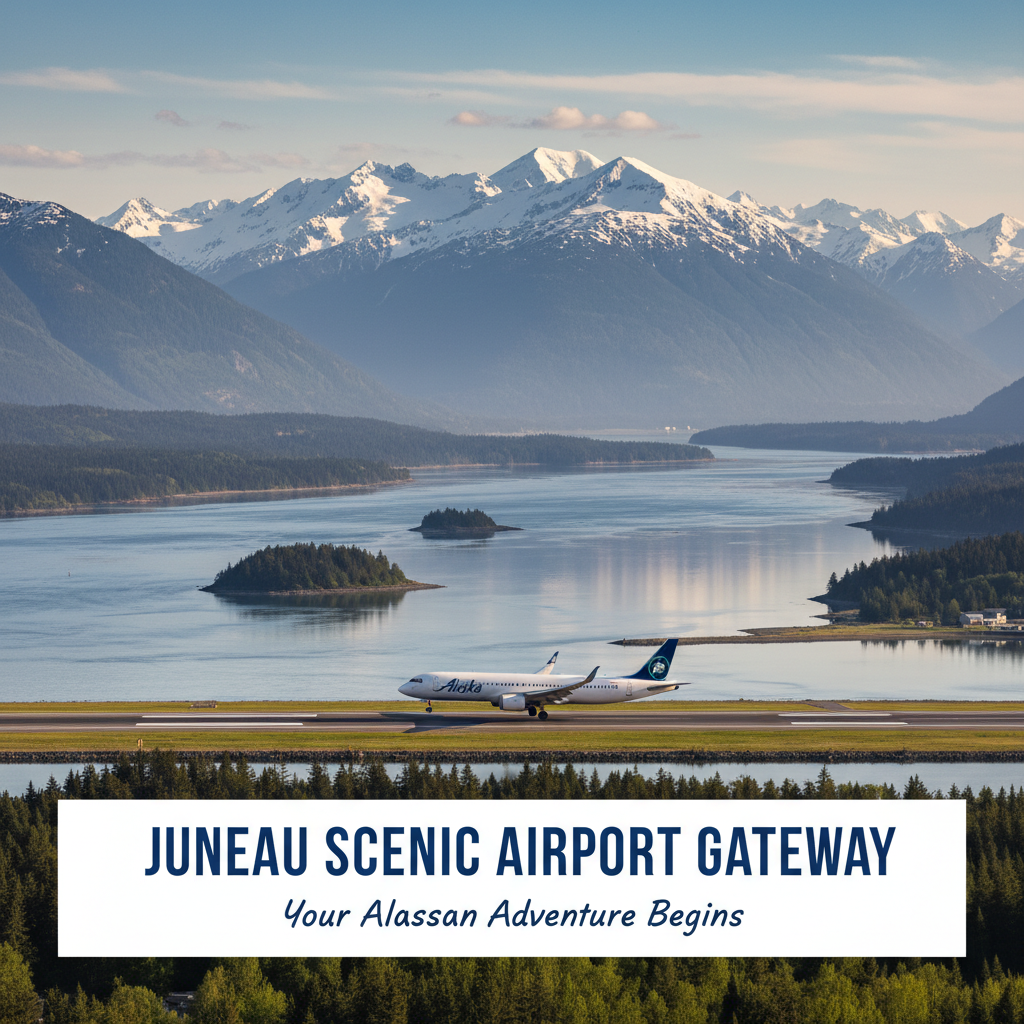 Professional blog header image for article titled: Juneau Scenic Airport Gateway. High quality, relevant imagery, clean composition.