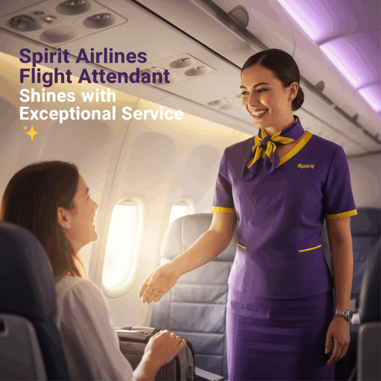 Professional blog header image for article titled: Spirit Airlines Flight Attendant Shines with Exce