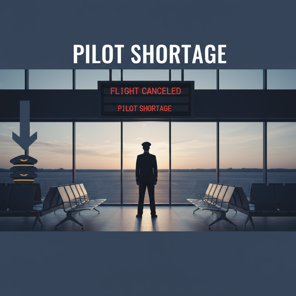 Professional blog header image for article titled: Pilot shortage. High quality, relevant imagery, clean composition.