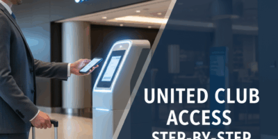Professional blog header image for article titled: United Club Access Step-by-Step. High quality, re