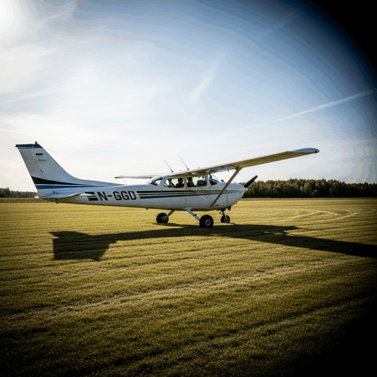 cessna 182 skylane parked on grass strip single engine high 20260331 100939