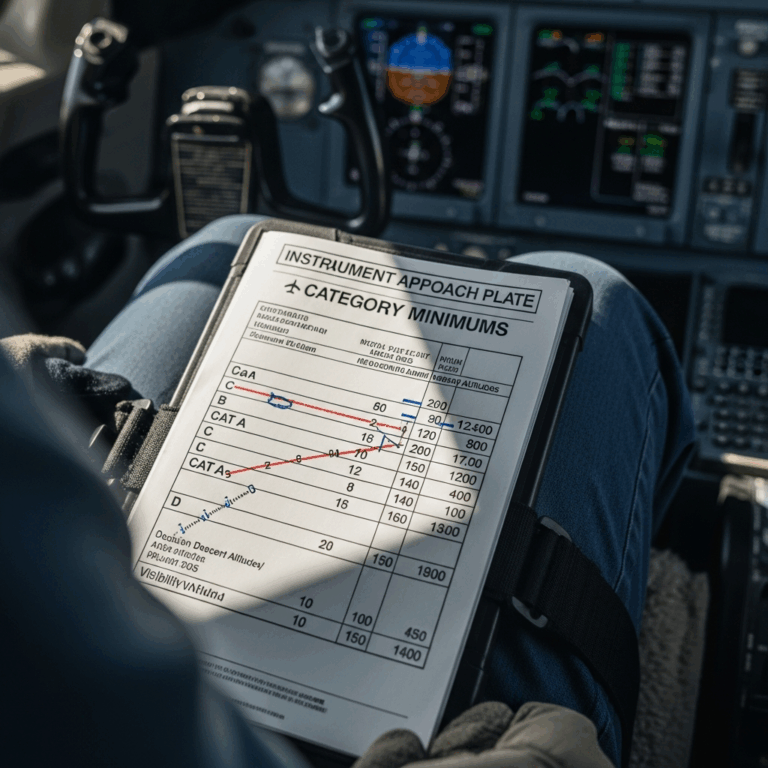 instrument approach plate chart on cockpit kneeboard with ai 20260331 100921