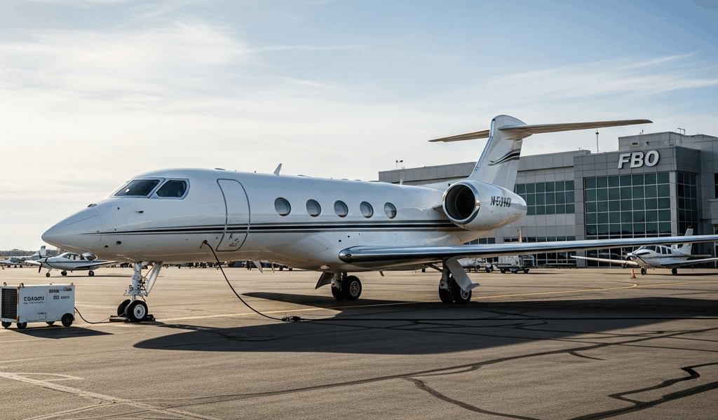 netjets private jet parked on fbo ramp gulfstream or citatio 20260331 100929