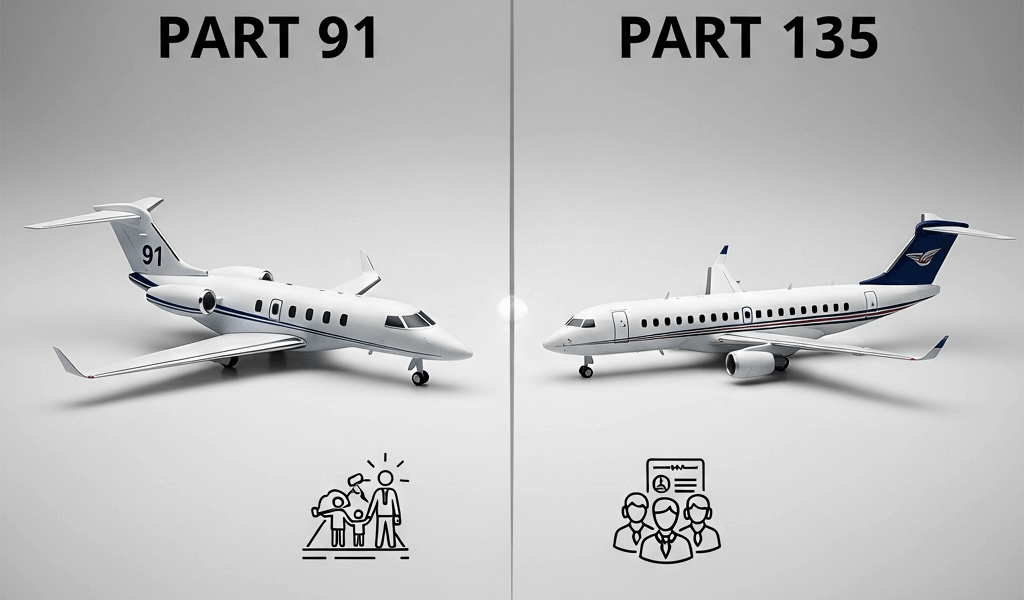 Professional photograph related to: Part 91 vs Part 135 — What the Difference Means for Your Flight.
