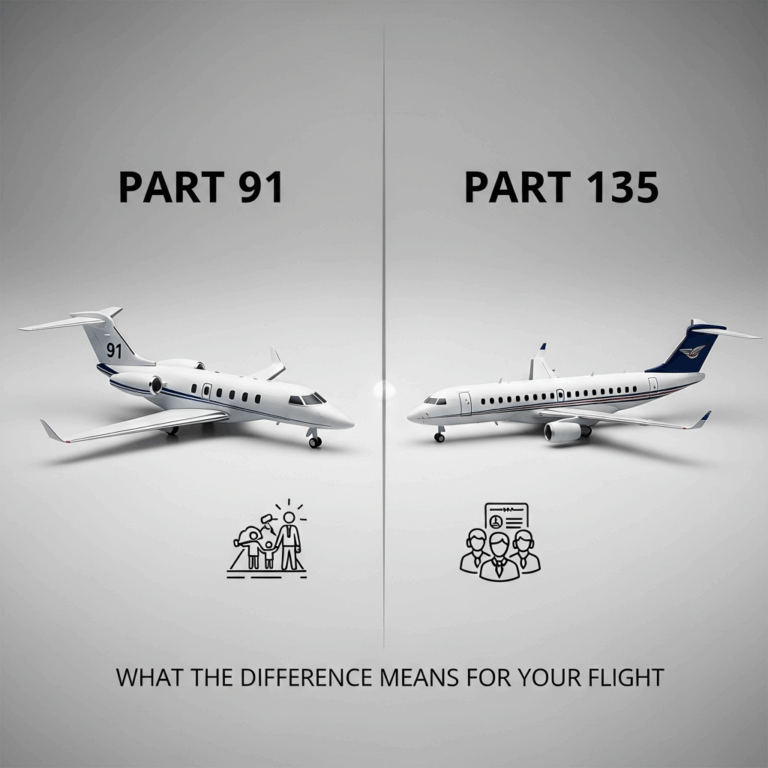 Professional photograph related to: Part 91 vs Part 135 — What the Difference Means for Your Flight.